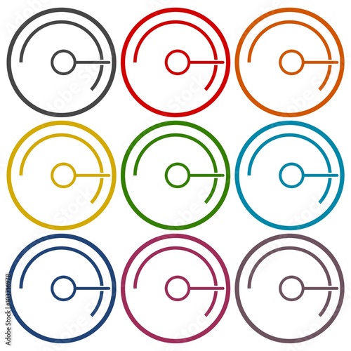 Simple Pressure gauge, manometer icons set 