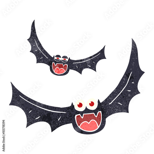 retro cartoon halloween bats