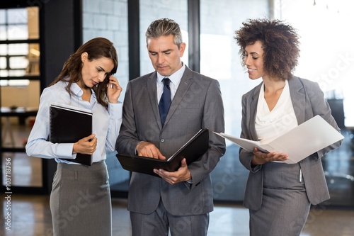 Business team with document and organizer photo
