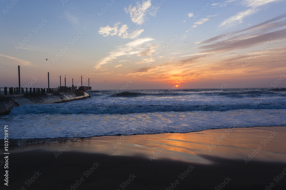 Beach Pier Sunrise Ocean
