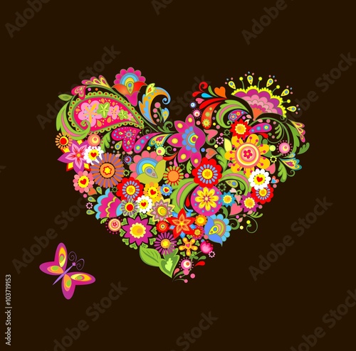 Decorative floral heart shape