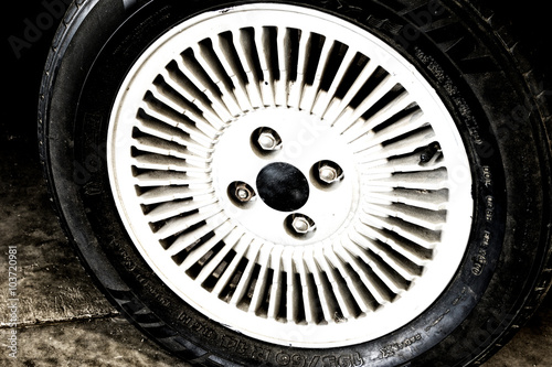 Close Up of Wheel Vintage Classic Car. © wittayayut
