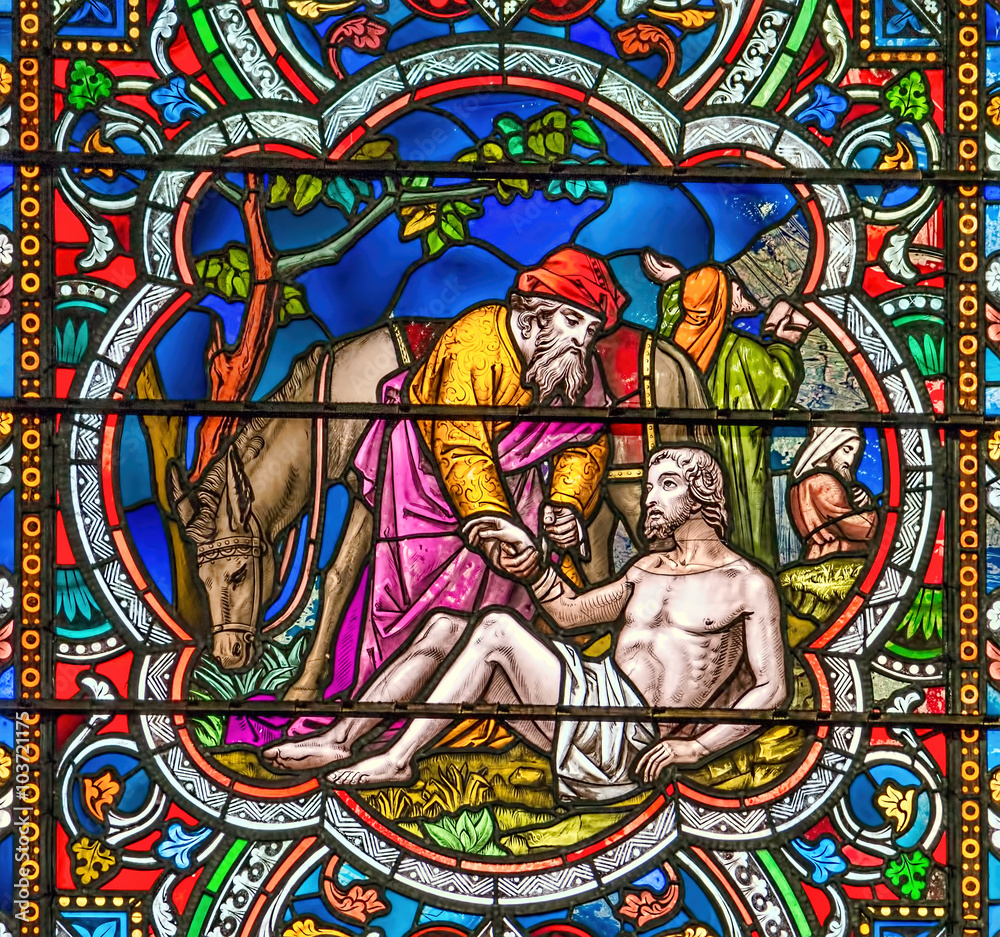 Good Samaritan stained glass window