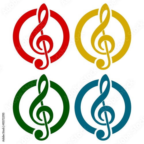 Treble clef vector icons set