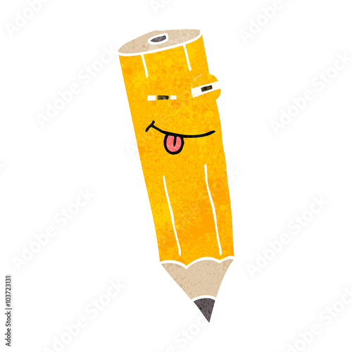 sly retro cartoon pencil