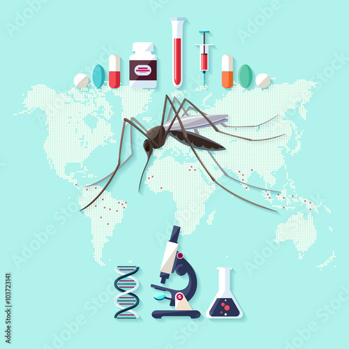 Virus Zika. Flat design.