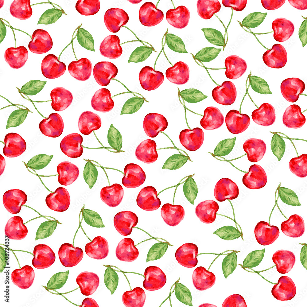 Cherry seamless vector pattern. Perfect for wallpaper, wrapping paper, textile, cosmetics and package design. Cherry seamless vector pattern. Perfect for wallpaper, wrapping paper, textile, cosmetics and package design.