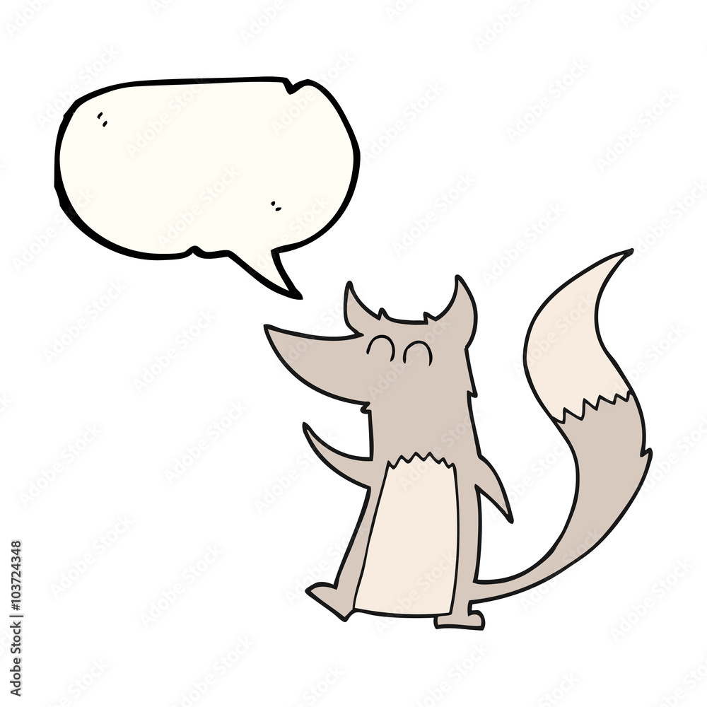 speech bubble cartoon little wolf