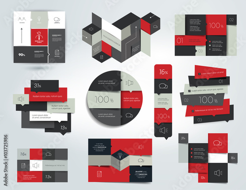Set of infographics elements, schedules, tabs, banners, charts. Minimalistic vector design infographic.