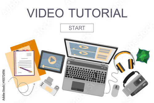 Flat design banner for  video edition.