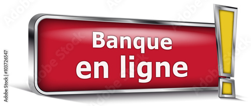Banque en ligne sur panneau rouge