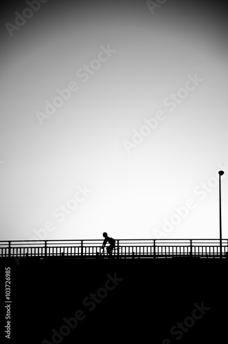 Minimalist style of people under color filter effect sky backgro