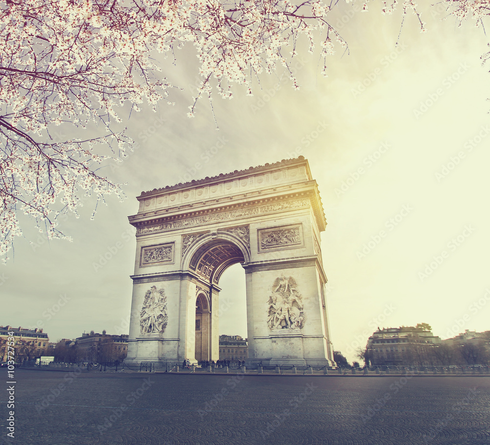 Spring in Paris . Vintage colored picture. Business, Love and travel concept