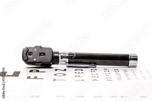 Ophthalmoscope is on a vison test