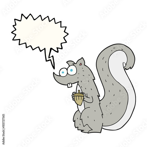 speech bubble cartoon squirrel with nut