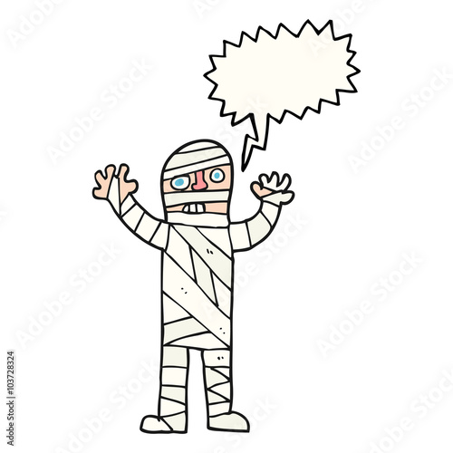 speech bubble cartoon bandaged mummy