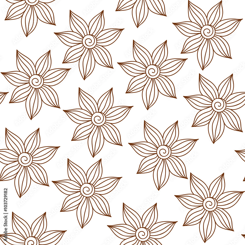 Fototapeta premium Henna Mehndi Tattoo Doodles Seamless Pattern