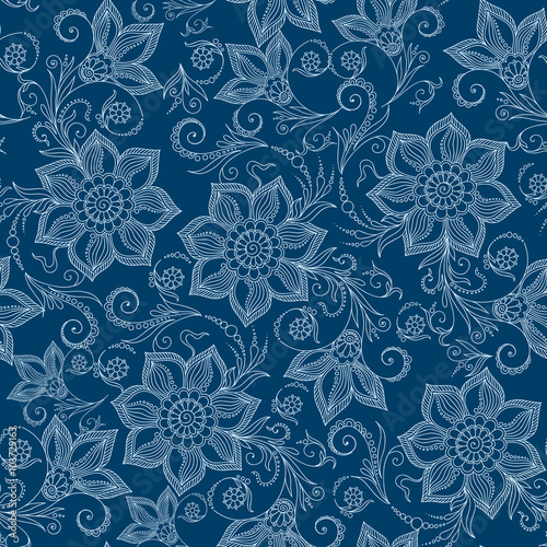Henna Mehndi Tattoo Doodles Seamless Pattern