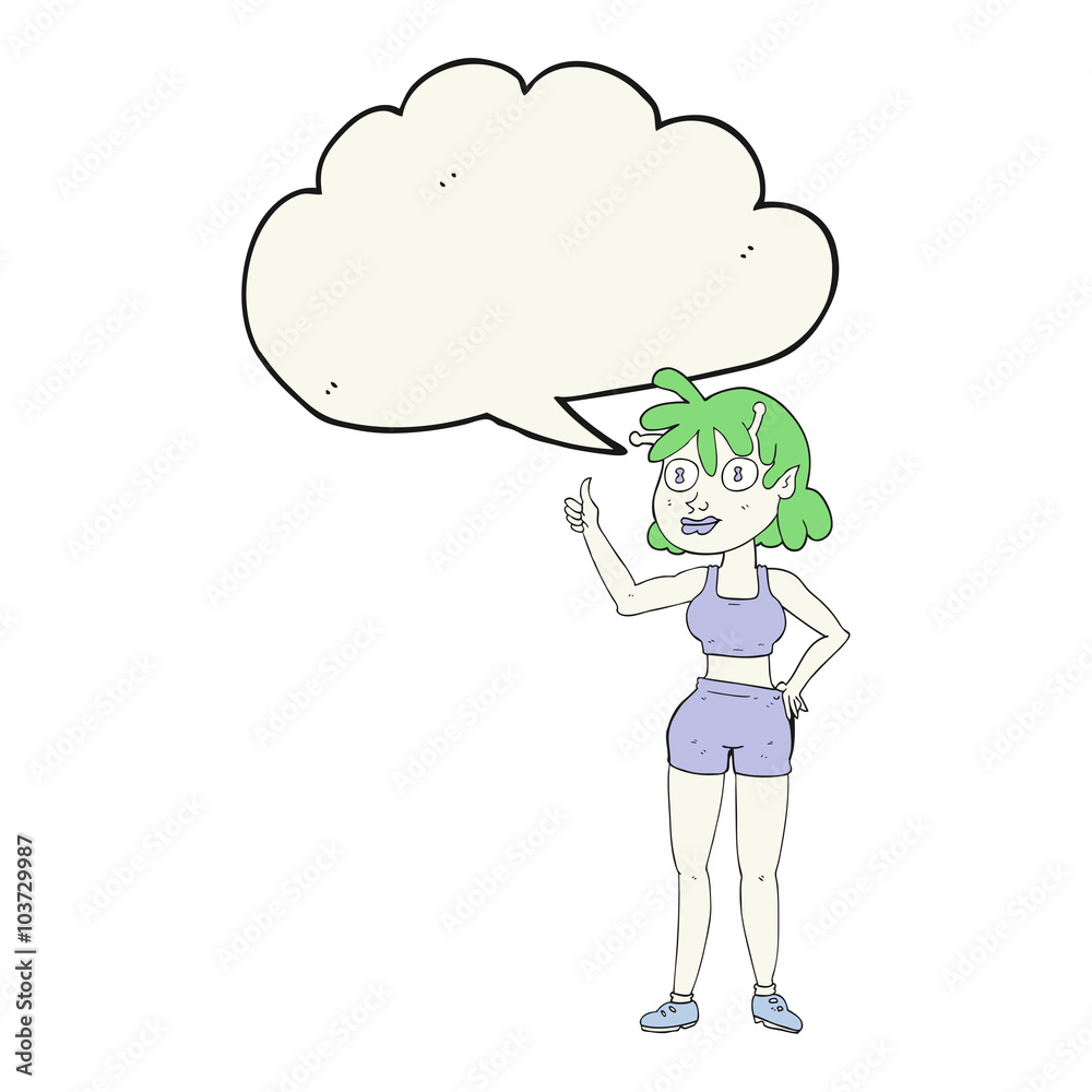 speech bubble cartoon alien gym girl speech bubble cartoon alien gym girl