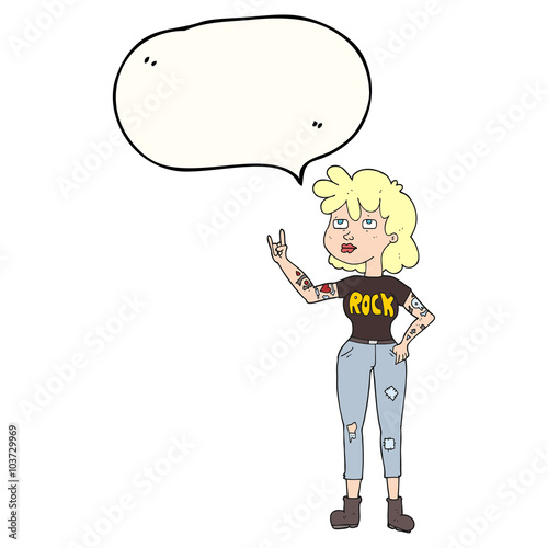 speech bubble cartoon rocker girl
