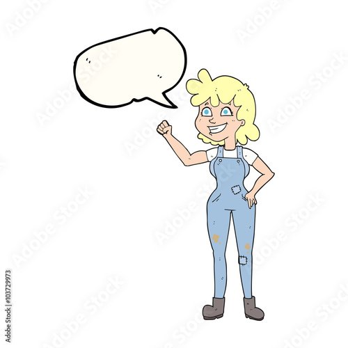 speech bubble cartoon determined woman clenching fist
