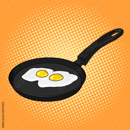 Pan with eggs pop art style vector