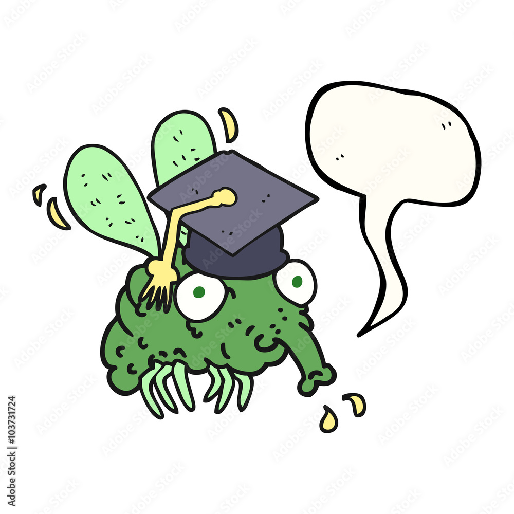 Fototapeta premium speech bubble cartoon fly graduate