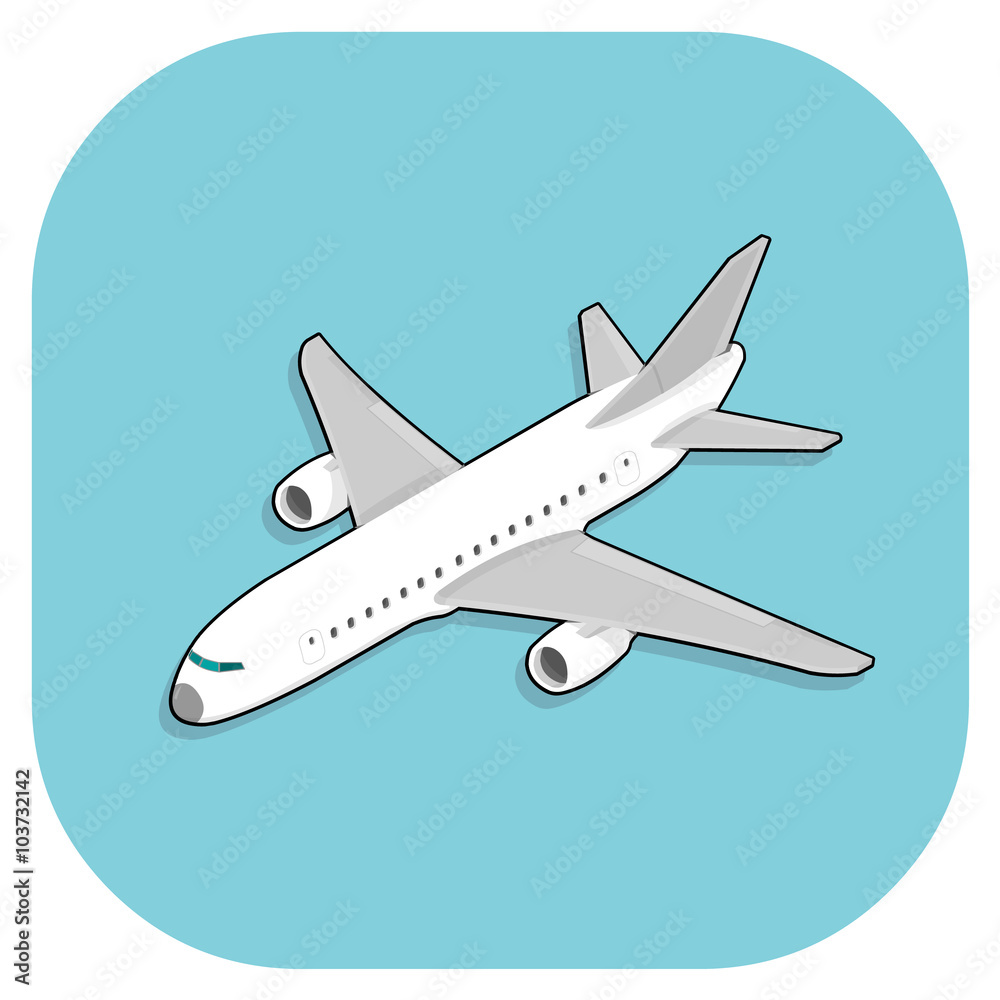 Vector illustration of an isometric Passenger Jet Plane. 
Isometric passenger aircraft transportation.