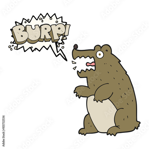 speech bubble cartoon bear burping