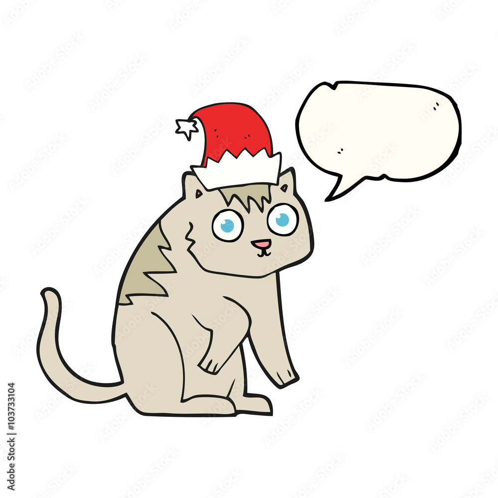 speech bubble cartoon cat wearing christmas hat speech bubble cartoon cat wearing christmas hat