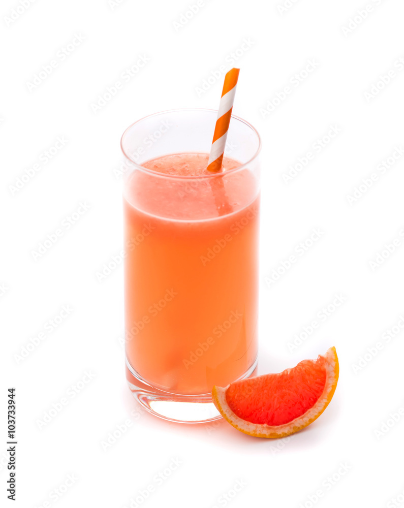 Glass of grapefruit juice isolated on white Glass of grapefruit juice isolated on white