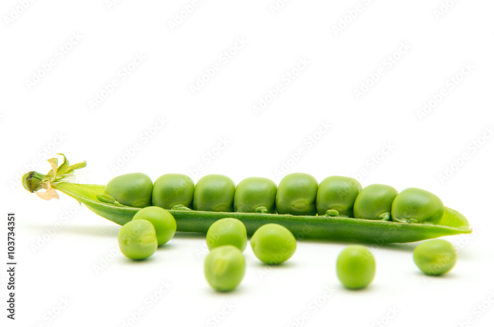 fresh green peas isolated on a white background fresh green peas isolated on a white background