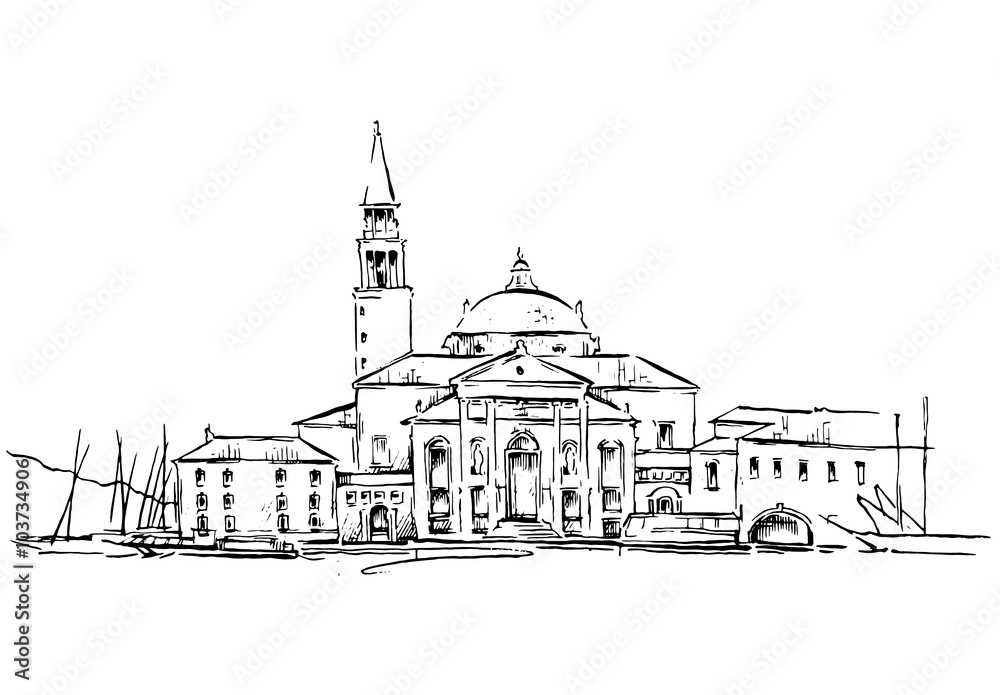 Old town sketch. Vector drawing