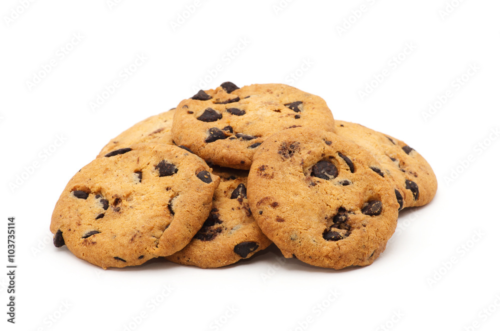 Chocolate chip cookie on white Chocolate chip cookie on white