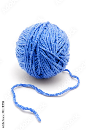 Ball of yarn on white background