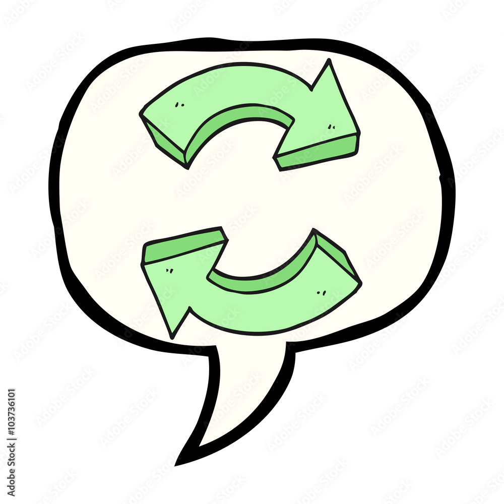 Obraz premium speech bubble cartoon recycling arrows