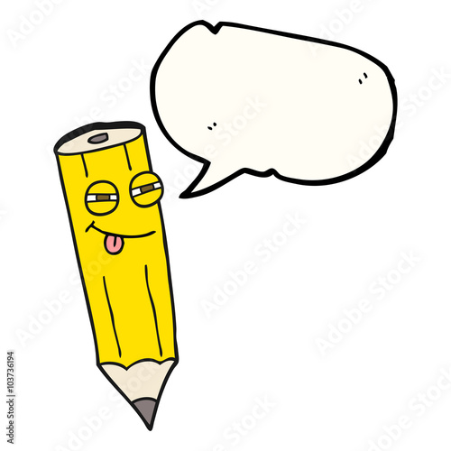 sly speech bubble cartoon pencil