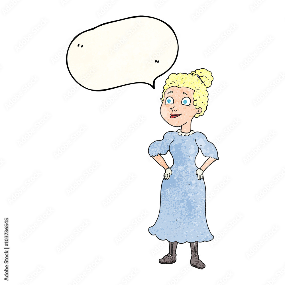 speech bubble textured cartoon victorian woman in dress speech bubble textured cartoon victorian woman in dress