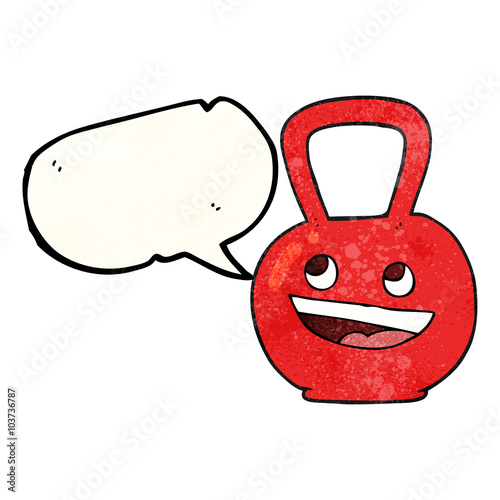 speech bubble textured cartoon kettle bell