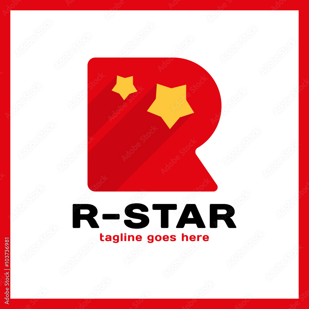 Letter R Two Star Logo Letter R Two Star Logo