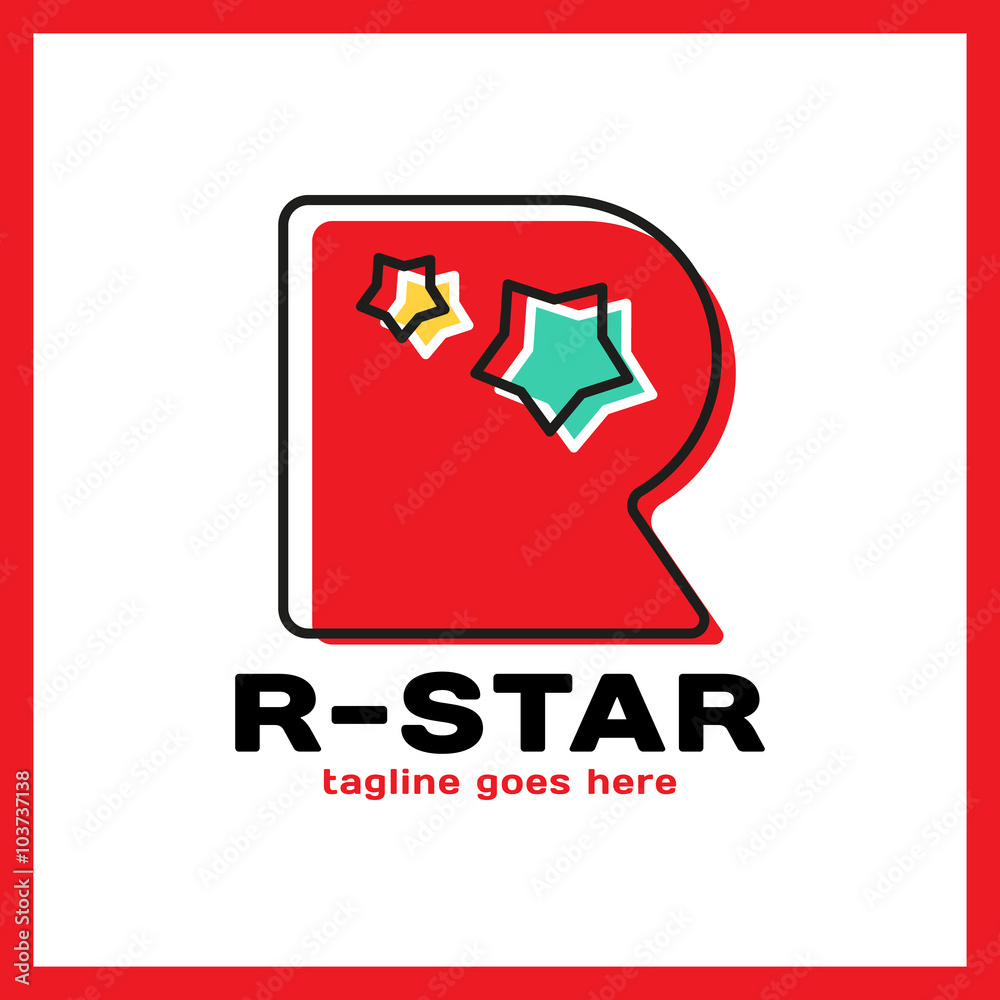Letter R Two Star Logo Letter R Two Star Logo