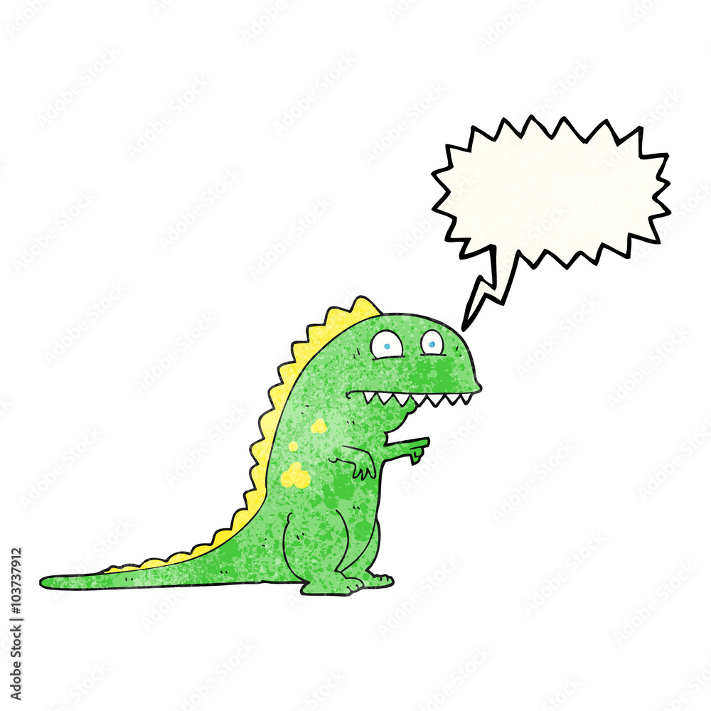 Fototapeta premium speech bubble textured cartoon dinosaur