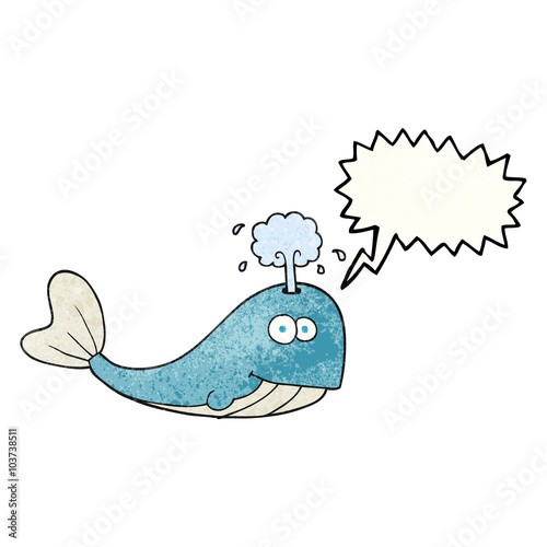 speech bubble textured cartoon whale spouting water