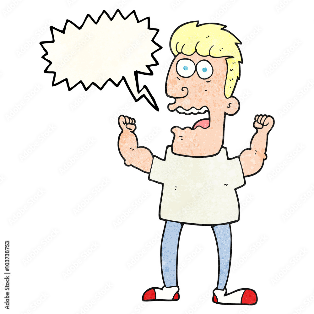 Fototapeta premium speech bubble textured cartoon stressed man