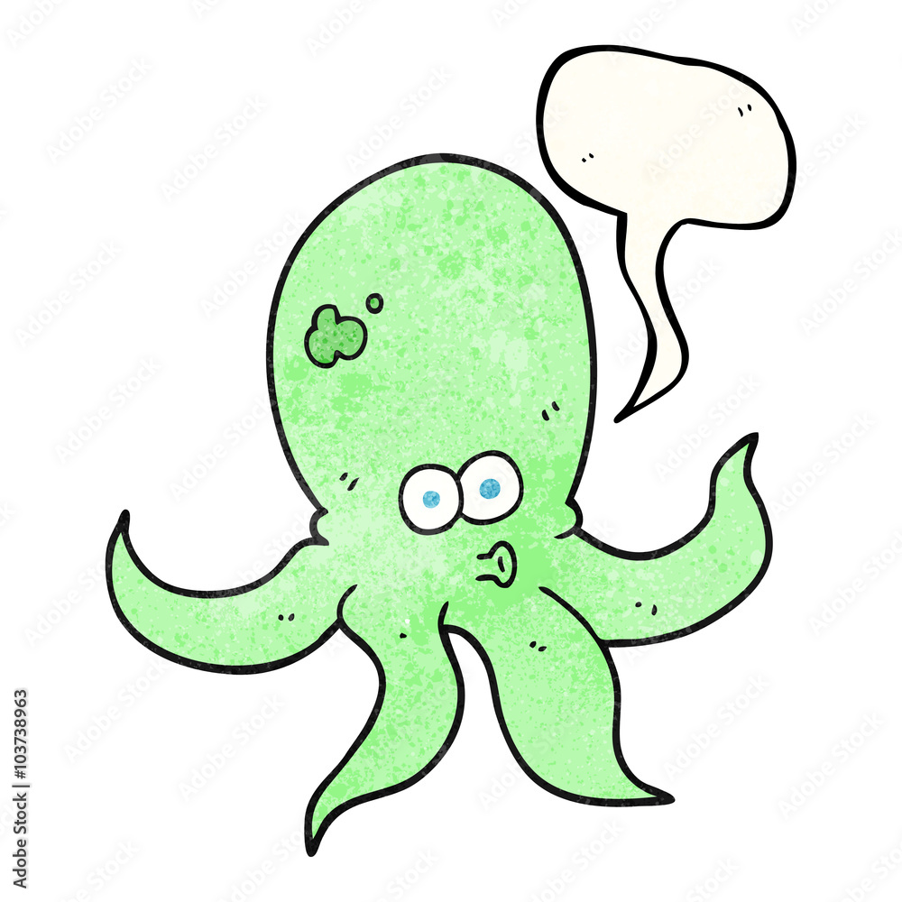 Obraz premium speech bubble textured cartoon octopus