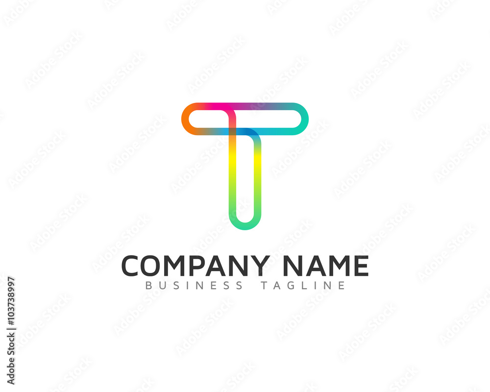 Letter T Colorful Line Logo Design Template