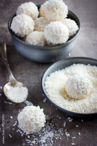 delicious homamade white chocolate and coconut candy balls