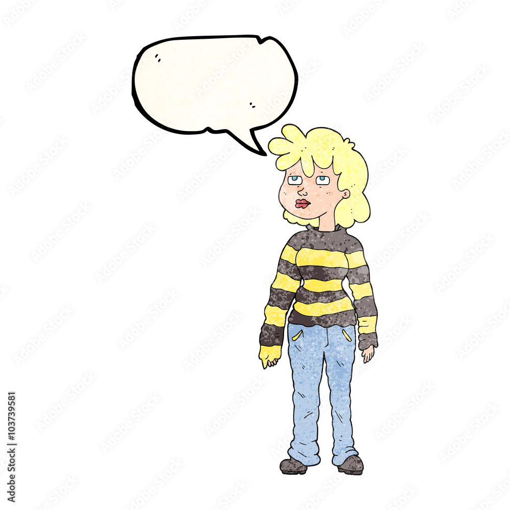 speech bubble textured cartoon woman in casual clothes speech bubble textured cartoon woman in casual clothes