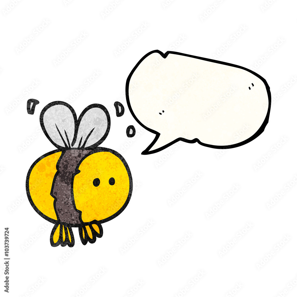 Fototapeta premium speech bubble textured cartoon bee