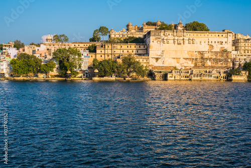 Udaipur scenery - blue waters and old buildings